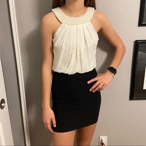 Black and white high neck dress